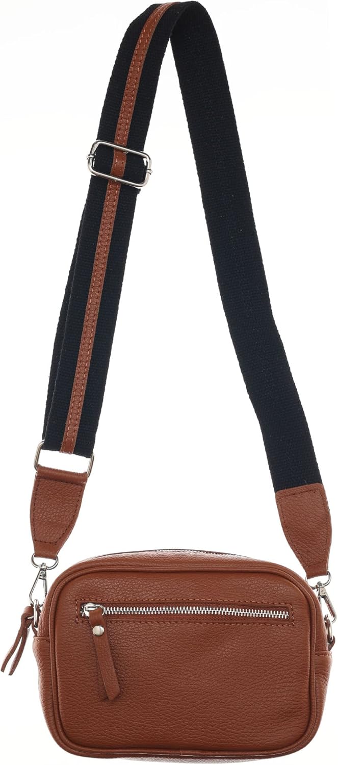 Zwillingsherz Umhängetasche mit Reissverschluss aus 100% Echtleder - Hochwertige Handtasche zum Umhä