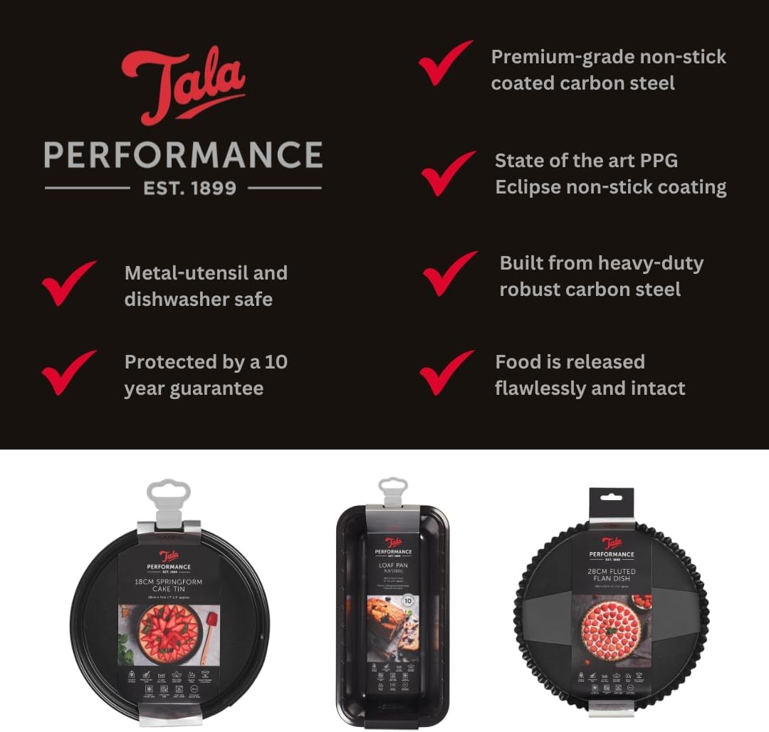 Tala Performance Brotform 1360g 29,4 x 14,4 cm Kohlenstoffstahl mit Whitford Eclipse Antihaftbeschic