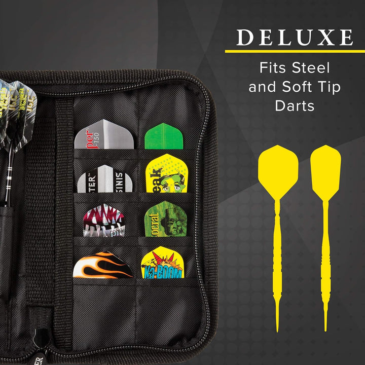 Casemaster Deluxe Aufbewahrungs-/Reiseetui für 6 Dartpfeile, Nylon Schwarz, Schwarz