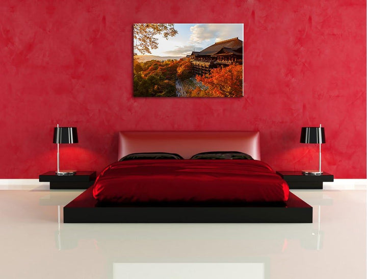 Majestätisches Japanisches Gebäude, Bild auf Leinwand, XXL riesige Bilder fertig gerahmt mit Keilrah
