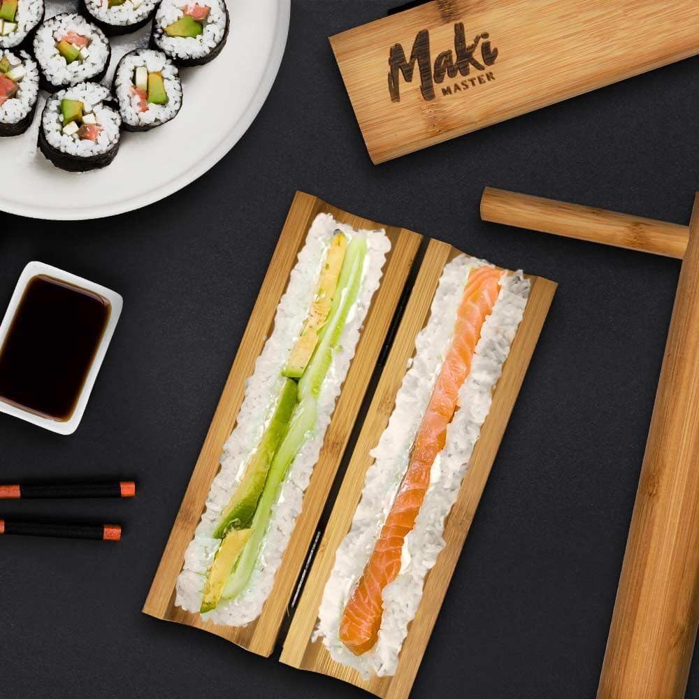 Mikamax - Maki Master - Sushi Set -Sushi Maker - 100% Bambus - Sushi Selber Machen Set - Sushi