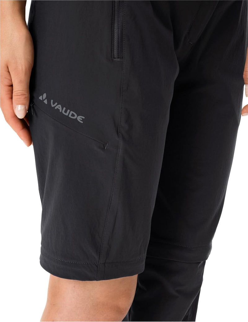 VAUDE Wanderhose Damen Zip-off Farley Stretch III, schwarz - Grösse 48 Lang, wasserdichte Outdoorhos