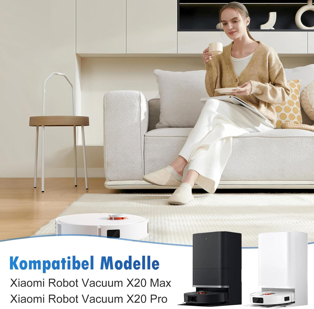 18 Stück Zubehör für Xiaomi Robot Vacuum X20 Max / X20 Pro Saugroboter, Ersatzteile mit 1 Hauptbürst