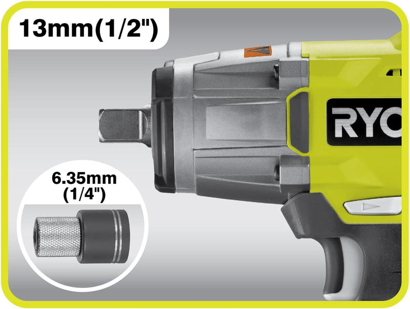 RYOBI 18 V ONE+ Akku-Schlagschrauber R18IW3-140GZL (max. Drehmoment 400 Nm, 1/2 Zoll Vierkant-Aufnah