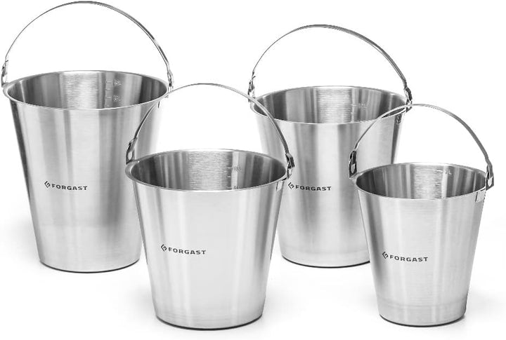 Forgast Eimer aus Edelstahl | 15L Liter | Kücheneimer | Milcheimer | Edelstahleimer | Futtereimer |