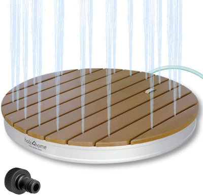 holz4home® Bodendusche als Gartendusche oder Pooldusche I Rund aus WPC und Aluminium I Höhenverstell