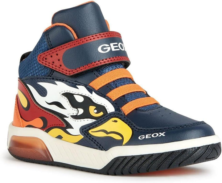 Geox Jungen J Inek Boy Sneaker 24 EU Navy Orange, 24 EU Navy Orange