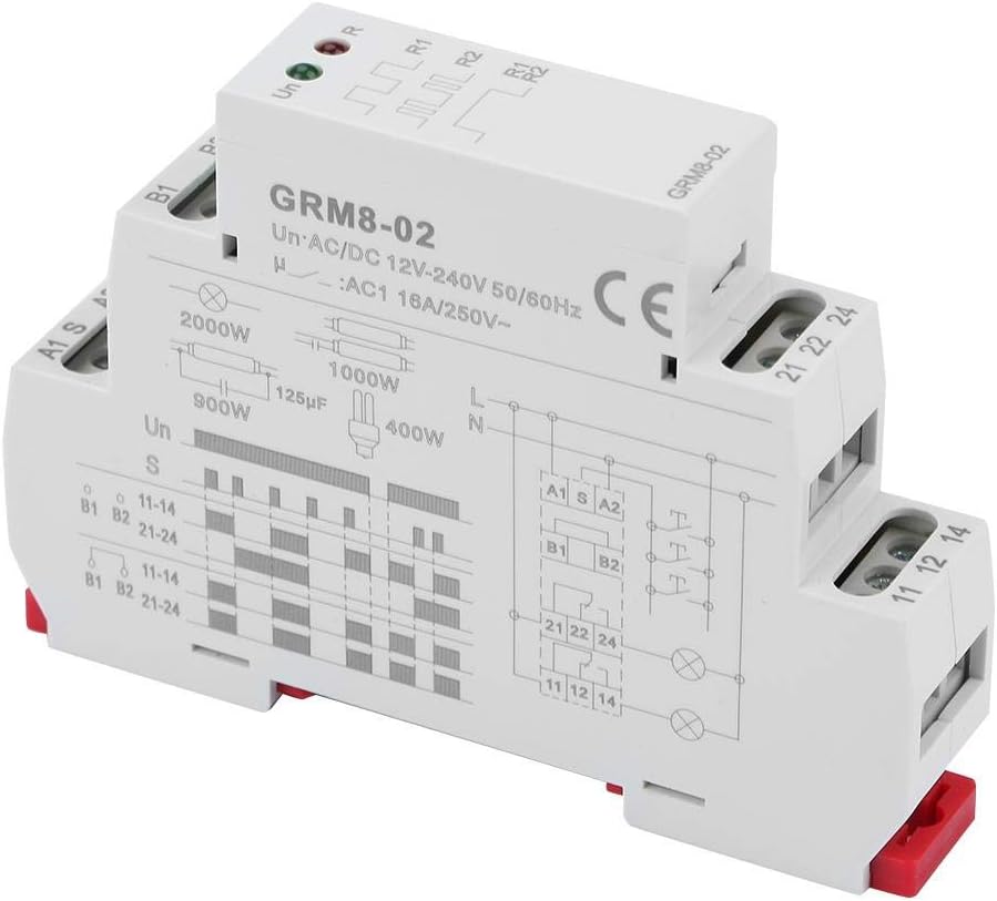 Tosuny GRM8-02 Elektronisches Impulsrelais, AC/DC 12-240V Stromstossrelais, Speicherrelais mit LED-A