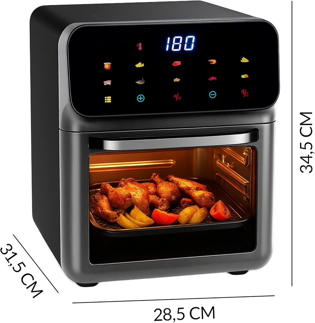 Retoo Heissluftfritteuse mit Backofenfunktion 12 L– Airfryer mit Sichtfenster & 10 Programmen 1350 W