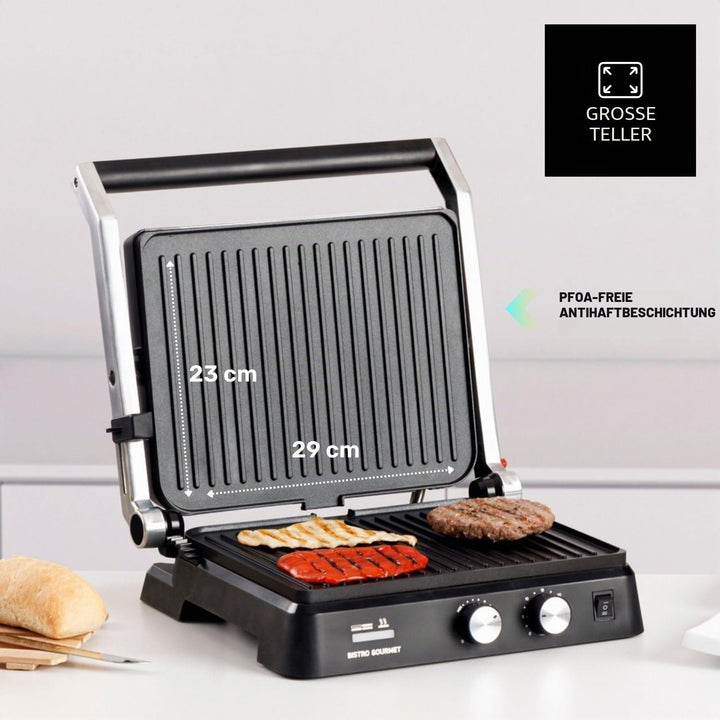 Taurus - Kontaktgrill Bistro 2600W | 2-in-1 Grill & Plancha | 29x23 cm | Stair System Höhenverstellu