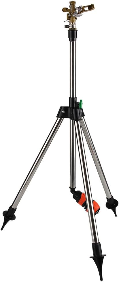 GARDEBRUK® Sprinkler mit Teleskopstativ Erdspiess Sprengweite bis 24m Garten Impulsregner Rasenspren