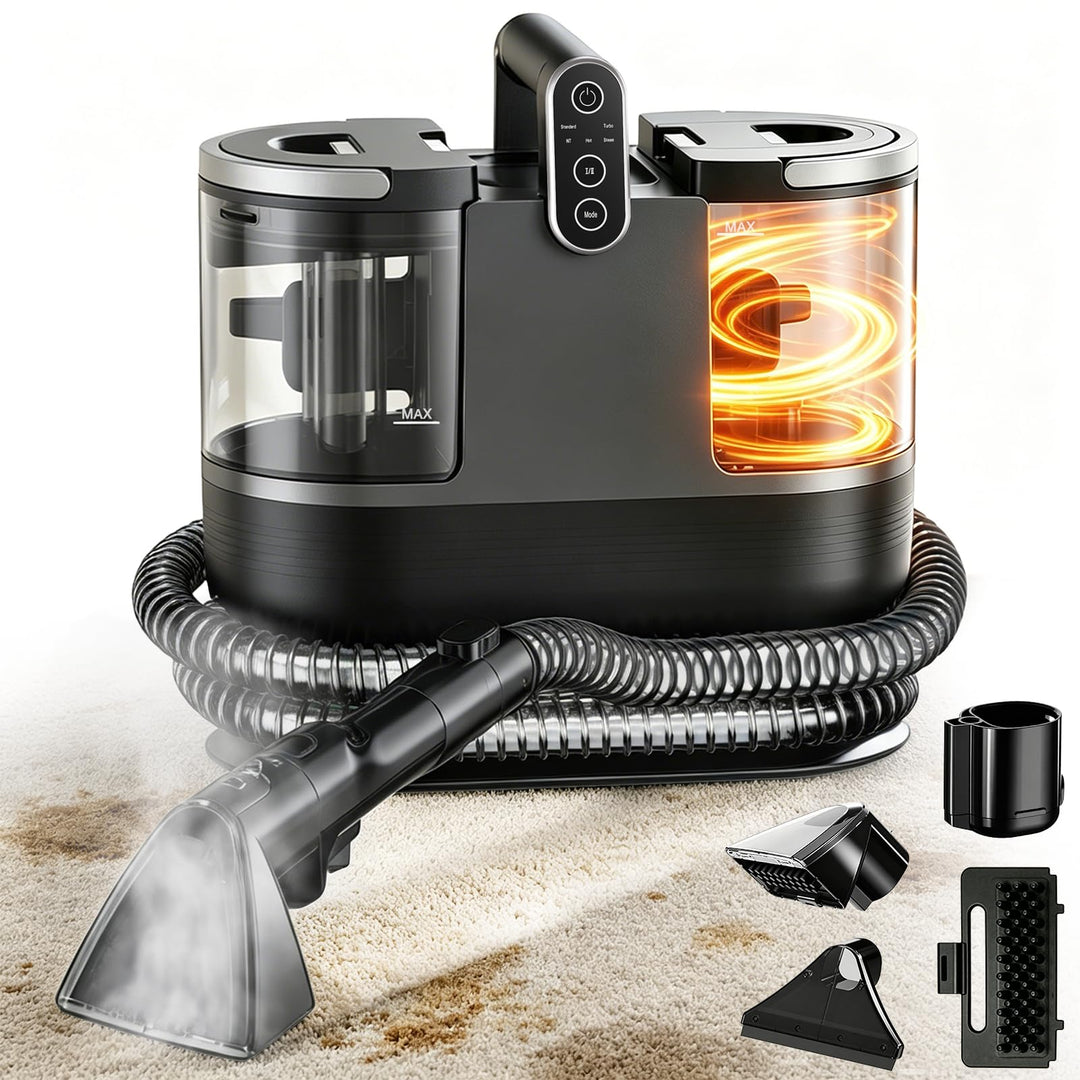 Dampfreiniger, 1700W Polsterreiniger Gerät, 3-in-1 Dampf- &amp; Heiss- &amp; Kaltwasserreinigung, 100°C Damp