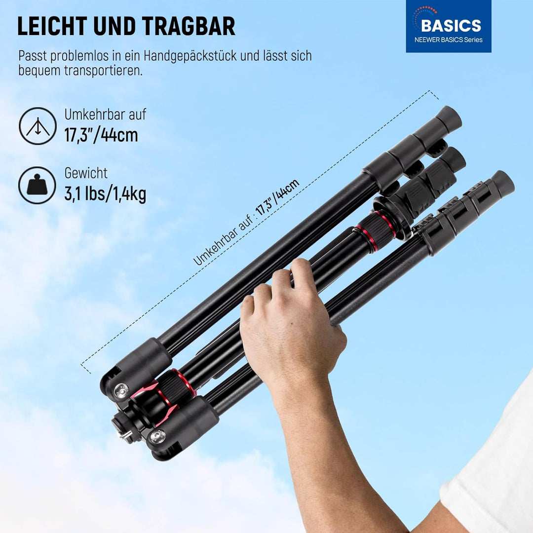 NEEWER Basics TP15 Kamerastativ Einbeinstativ, 68" Metall Heavy Duty tragbar Reisen DSLR Phone Ständ