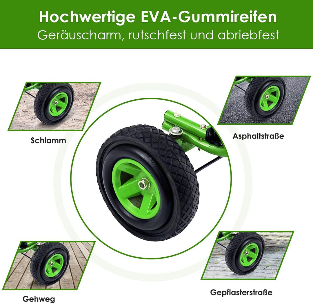 COSTWAY Gokart mit Handbremse und verstellbarem Sitz, Tretauto mit Vor- und Rückwärtsgang, Go Cart f