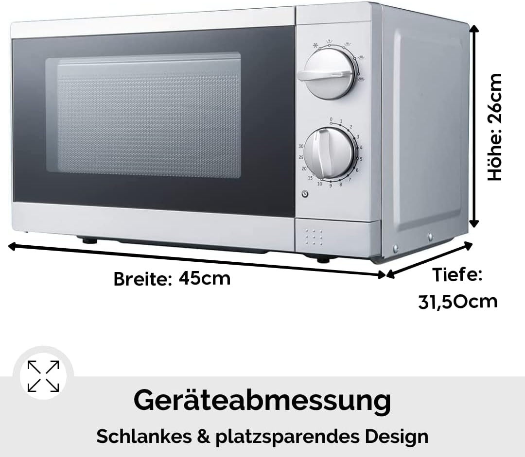 PKM Stand Unterbau Mikrowelle I 700W Mikrowellenleistung I 17L Garraum I 6 Leistungsstufen I Auftauf