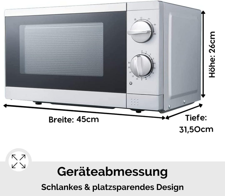 PKM Stand Unterbau Mikrowelle I 700W Mikrowellenleistung I 17L Garraum I 6 Leistungsstufen I Auftauf