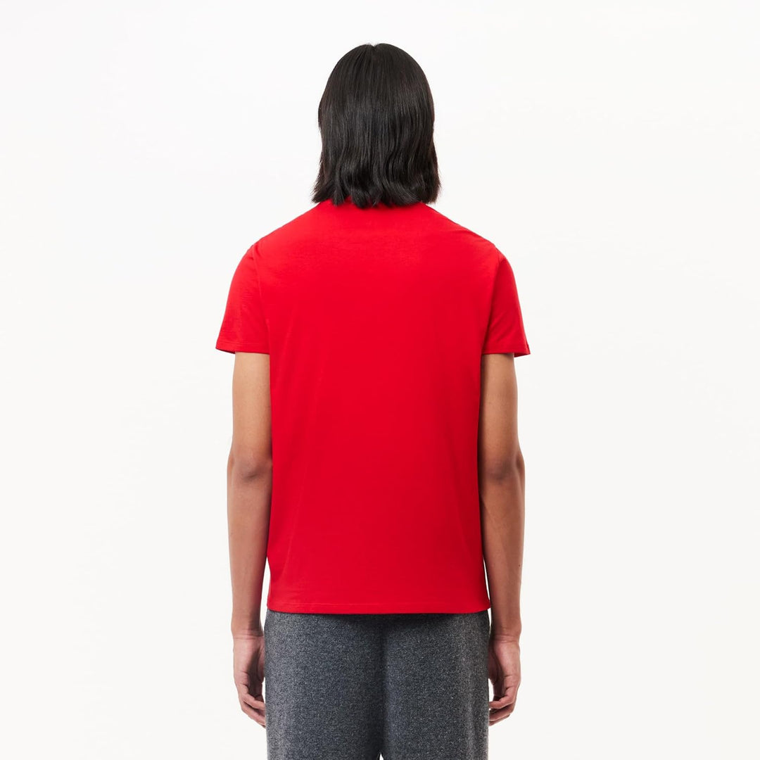 Lacoste Herren Short Sleeve V Neck Pima Jersey T-Shirt L Rouge, L Rouge