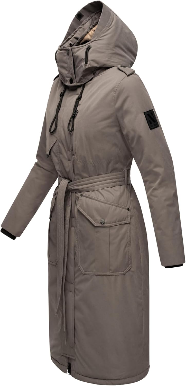 Navahoo Damen Wintermantel Warmer Parka lang mit hohem Kragen und weicher Kapuze Hokulanii XS-XXL L