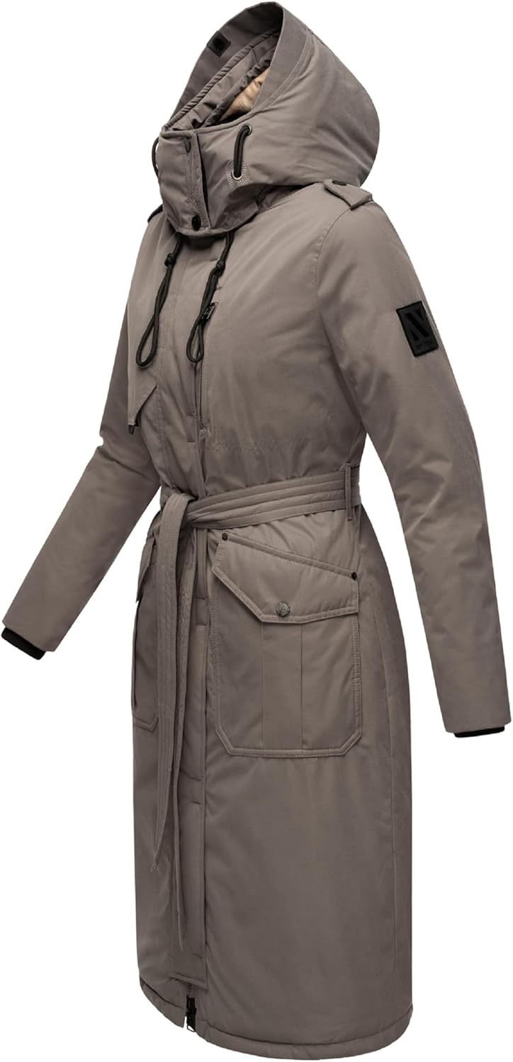 Navahoo Damen Wintermantel Warmer Parka lang mit hohem Kragen und weicher Kapuze Hokulanii XS-XXL M