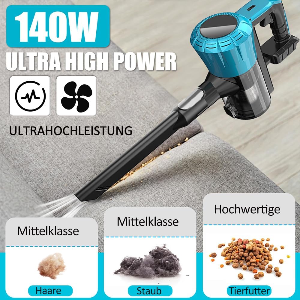 Akku Staubsauger 30000Pa,für Makita 18V Akku,Staubsauger Kabellos mit 0.6L Staubbehälter,LED Beleuch