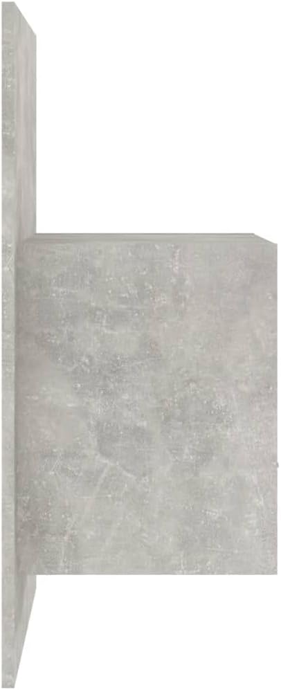 WIFESE Wand-Nachttisch Betongrau Holzwerkstoff 48,5x32,5x80 cm Nachtschrank Nachtkästchen Nightstand