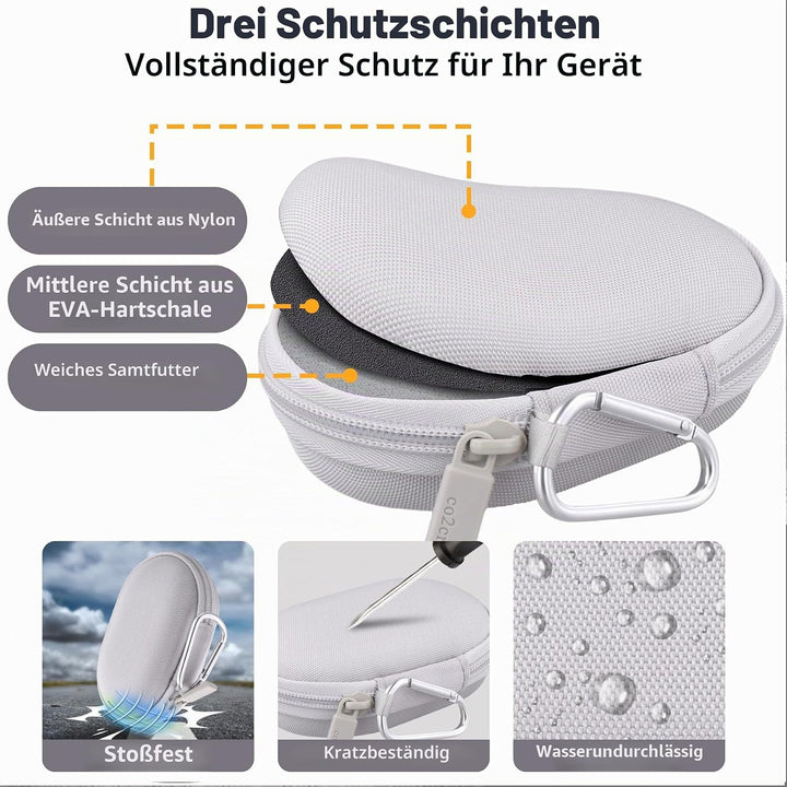co2CREA Case Harte Reiseschutzhülle Etui Tasche für Logitech Pebble Mouse 2 M350s /M350 Pebble/Logit