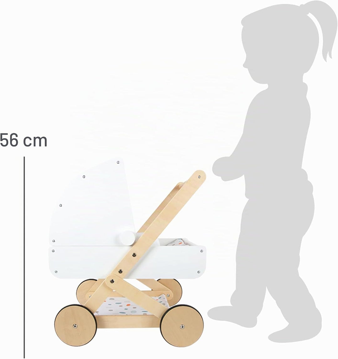 small foot Puppenwagen Little Button aus Holz, multifunktionaler und hochwertiger Puppenkinderwagen,