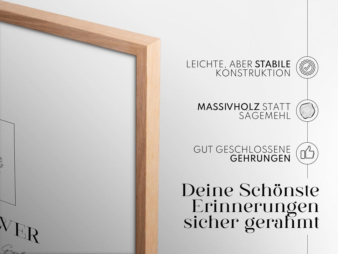 Artower® Bilderrahmen für 40 x 60 cm Natur Holz Eiche Dünner Rahmen | Posterrahmen Gross Vintage Col