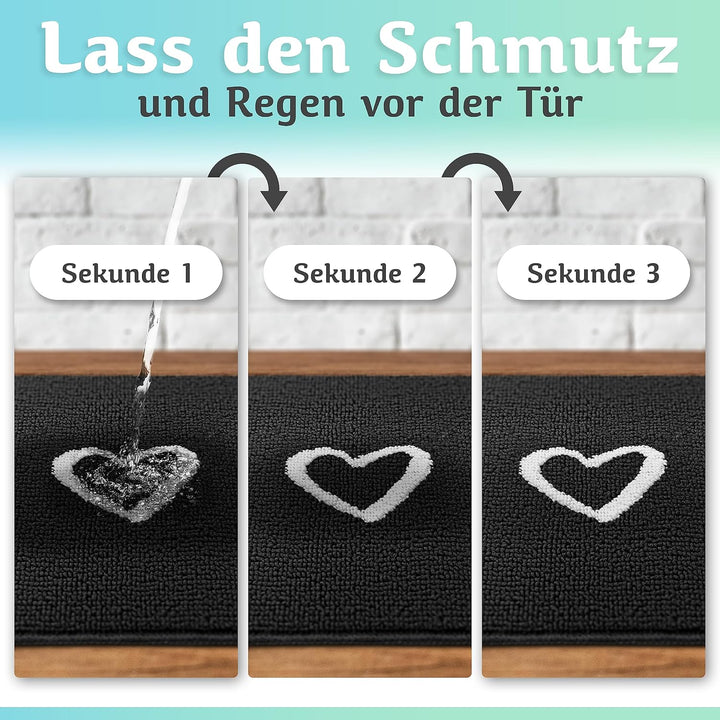Fussmatte innen [waschmaschinenfest] in perfekter Grösse für die Haustür. Fussmatte schwarz 60x90 fu