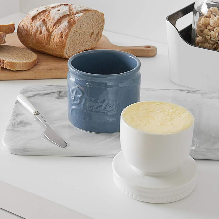 DOWAN Keramik Butterdose, Französische Butterdose mit Wasserkühlung, Butterglocke mit Deckel, Butter