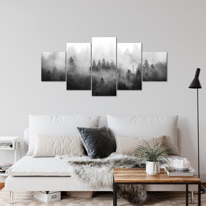 Runa Art Wandbilder Wald Natur 5 Teilig Bild auf Vlies Leinwand Deko Wohnzimmer Schlafzimmer Landsch