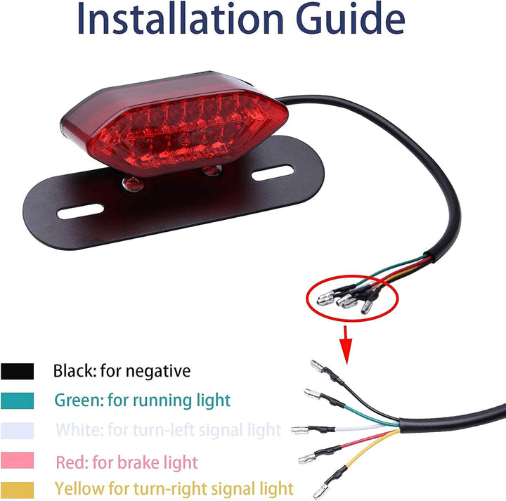 JMTBNO Motorrad 20 LED Rücklicht Bremslicht Blinker Kennzeichenbeleuchtung mit Halterung E-geprüft U