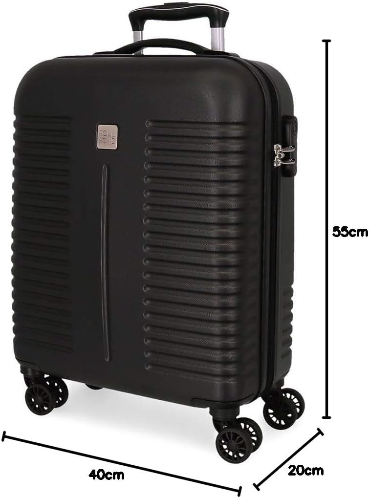 Roll Road India Kabinenkoffer Schwarz 40x55x20 cms Hartschalen ABS Kombinationsschloss 37L 2,5Kgs 4