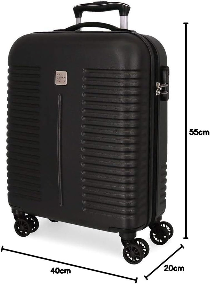 Roll Road India Kabinenkoffer Schwarz 40x55x20 cms Hartschalen ABS Kombinationsschloss 37L 2,5Kgs 4