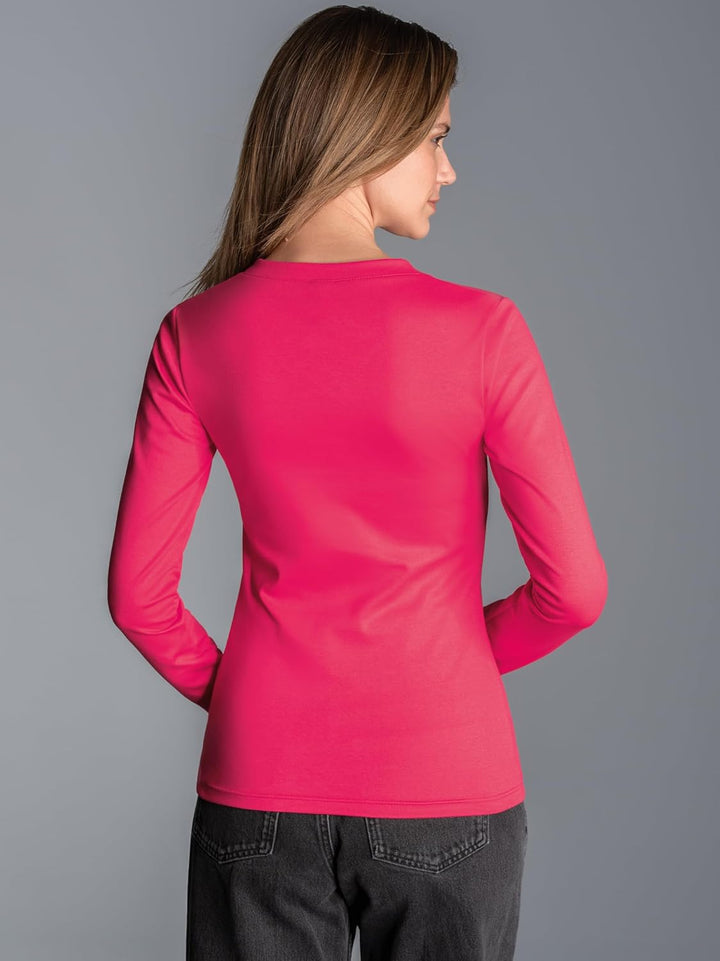 TRIGEMA Langarmshirt mit V-Ausschnitt XL Koralle, XL Koralle