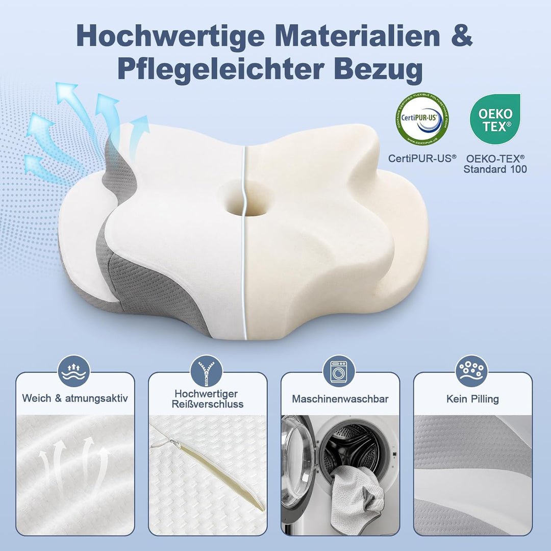Orthopädische Kissen, Ergonomisches Kopfkissen, aus hochwertigem Memory Foam, mit Atmungsaktivem, Ab