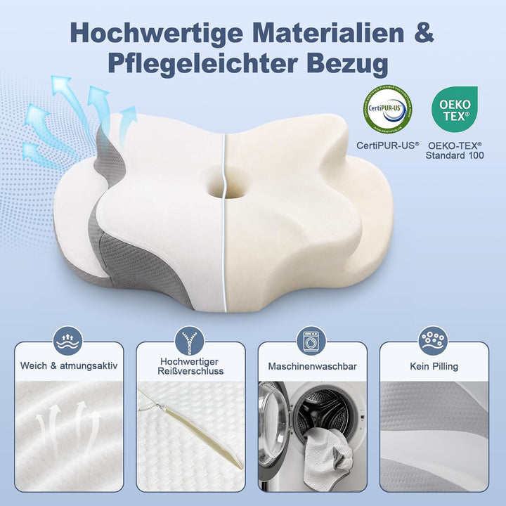 Orthopädische Kissen, Ergonomisches Kopfkissen, aus hochwertigem Memory Foam, mit Atmungsaktivem, Ab