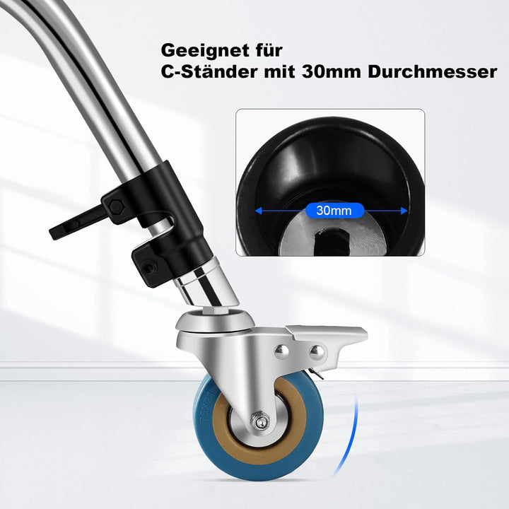 Soonpho 3 Stück Professionelle Lenkrollen Räder für C Stand Stativ, C Ständer Stativrollen, Haltbare