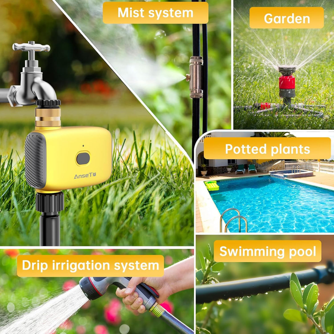 WiFi Bewässerungscomputer mit Wassereinlass aus Messing für Garten,Gewächshaus,Rasen,Automatische Ze