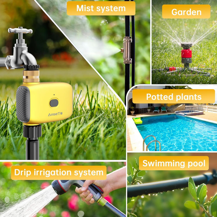 WiFi Bewässerungscomputer mit Wassereinlass aus Messing für Garten,Gewächshaus,Rasen,Automatische Ze
