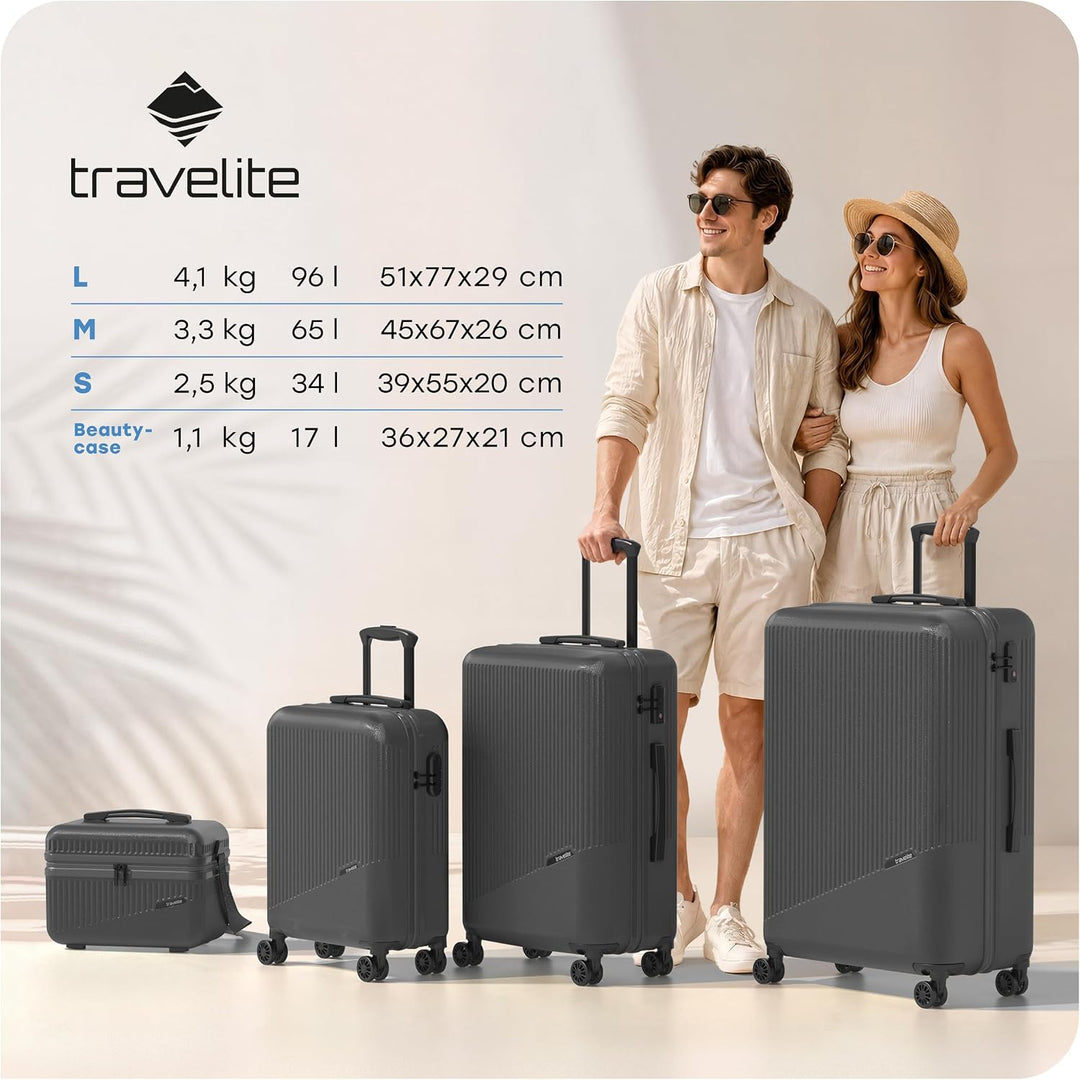 travelite 4-Rad Handgepäck Koffer klein 37 Liter, Gepäck Serie BALI: ABS Hartschalen Trolley erfüllt