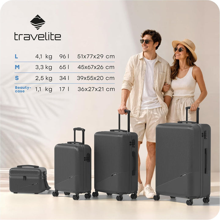 travelite 4-Rad Handgepäck Koffer klein 37 Liter, Gepäck Serie BALI: ABS Hartschalen Trolley erfüllt