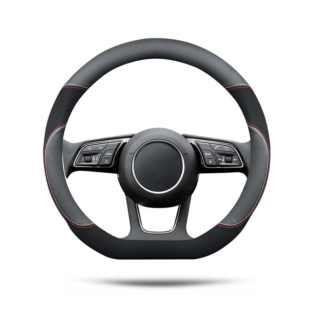 Ergocar D-Form Auto Lenkradbezug Rutschfester Auto Sport Lenkradschutz Mikrofaser Leder mit Atmungsa
