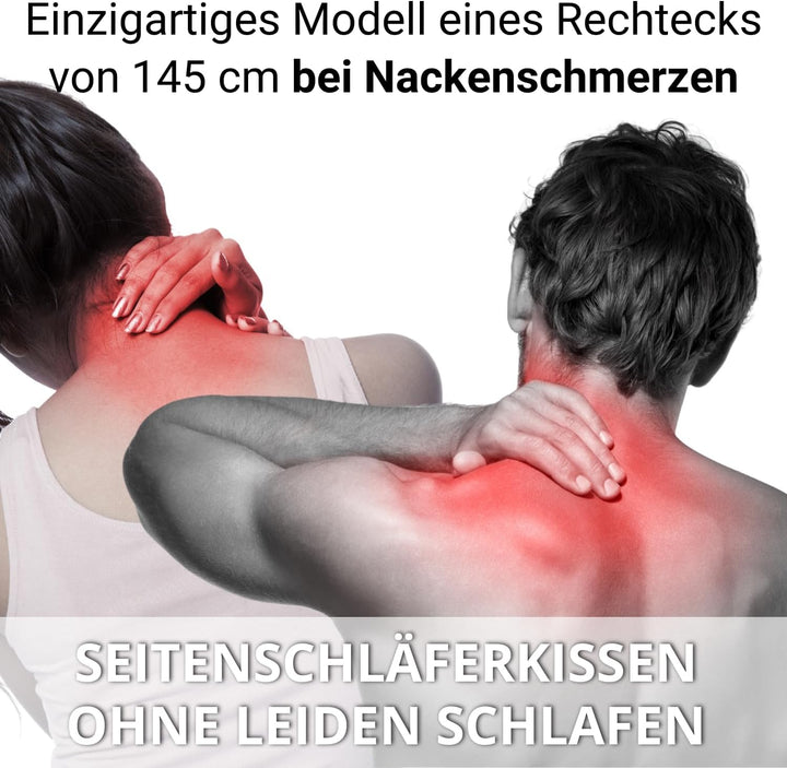 Seitenschläferkissen Memory Foam 40 x 145 cm XXL mit Gel Viscoschaum für Schwangere, Stillkissen, Ch