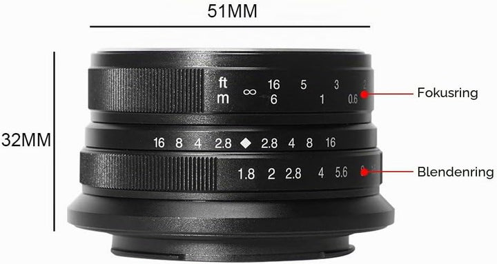 7artisans 25mm F1.8 Manueller Fokus Prime Fixiertes Objektiv für Olympus Micro Four Thirds MFT m4/3