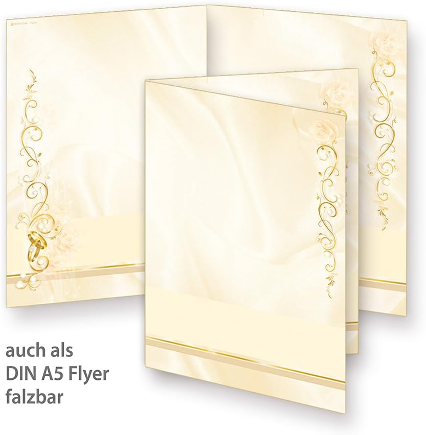 Briefpapier Hochzeit creme (500 Stück) beidseitig bedrucktes A4 Schreib-Papier, z.B. für Einladungen