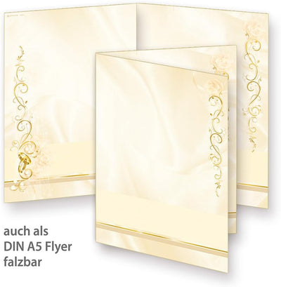 Briefpapier Hochzeit creme (25 Sets inkl. Kuverts) beidseitig bedrucktes A4 Schreib-Papier inkl. Ums