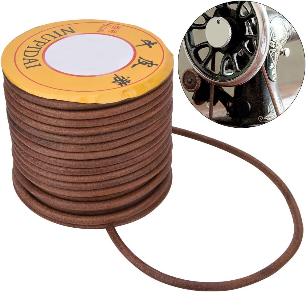 Nähmaschinen Gürtel 20m Ø 6mm Runde Nähmaschine Riemen mit Eimer, Universelle Rindsleder Lederschnur