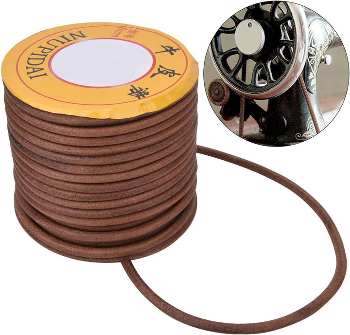 Nähmaschinen Gürtel 20m Ø 6mm Runde Nähmaschine Riemen mit Eimer, Universelle Rindsleder Lederschnur