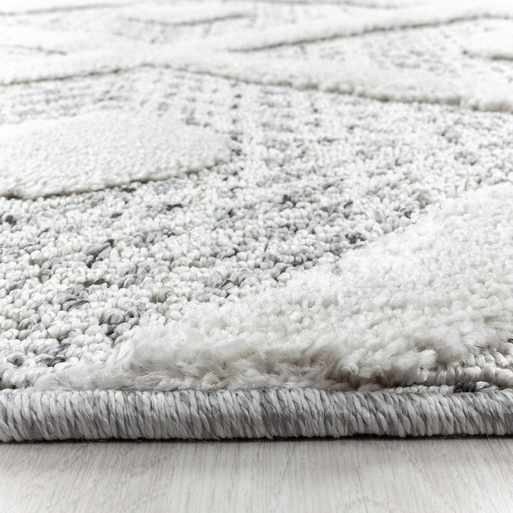 Teppich Wohnzimmer Hochflor Shaggy Teppich 3D Kariert Design 160x230 cm Teppich Grau - Teppich für S
